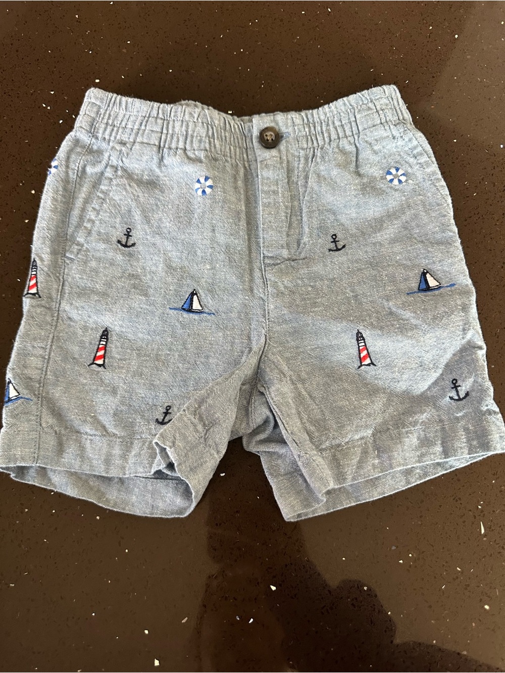 Janie and Jack Light Blue Nautical Embroidered Shorts